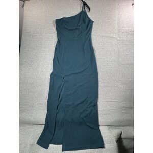 PRETTYGARDEN Women's Summer One Shoulder Long Formal Dresses Size M Cyan